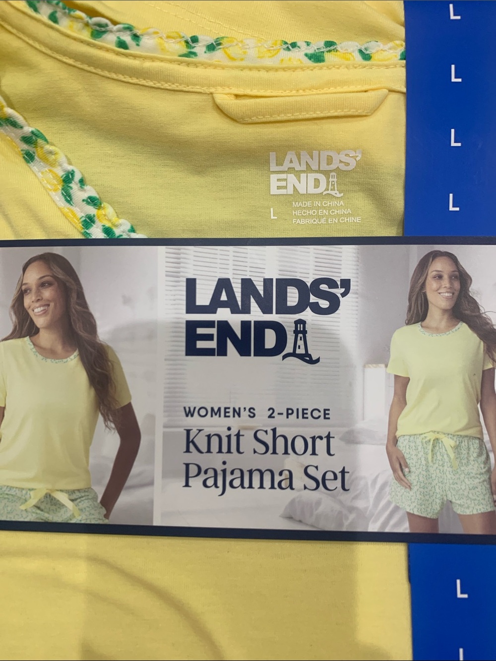 Lands' End Women's 2-Piece Knit Short Pajama Set - Lemon Yellow